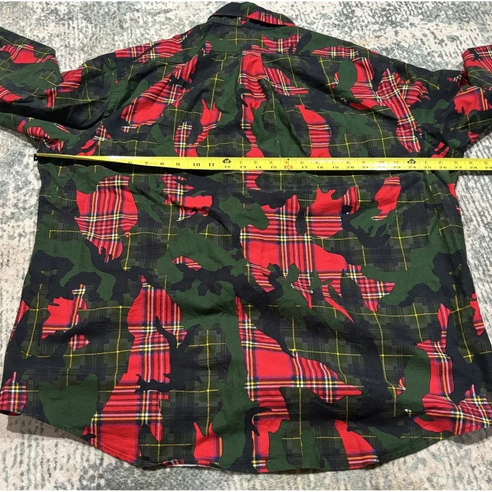 Polo Ralph Lauren Stuart Camo Plaid Oxford Shirt Mens XXL Classic Fit Green Red